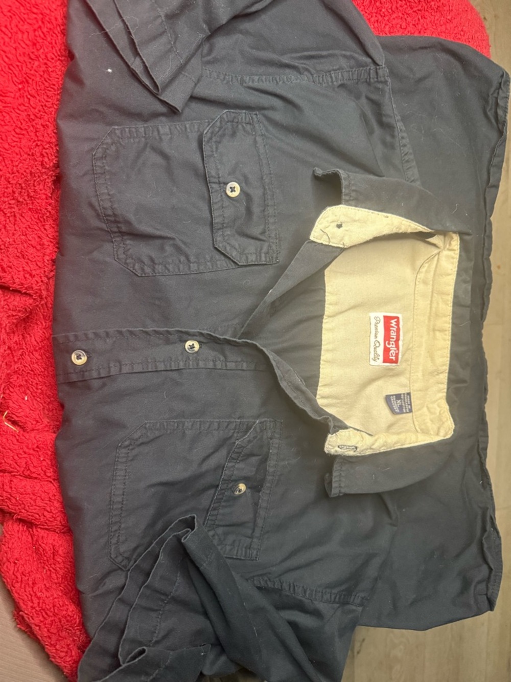 MENS Wrangler short sleeve Black Button-Up Work Shirt